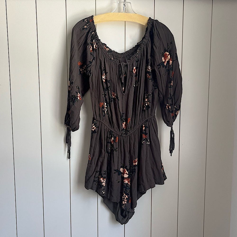 Free People floral long sleeve romper